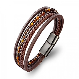 Kaplan Gözü Doğaltaş Ve Deri Bileklik