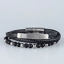 Erkek Deri Çelik Bileklik