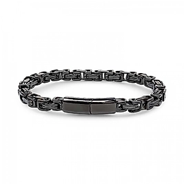 Kilit Mekanizmalı Siyah Kral Zincir Bileklik 6Mm