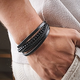 Mat Oniks Doğaltaş Ve Deri Bileklik