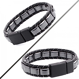 Hematit Örmeli Deri Bileklik