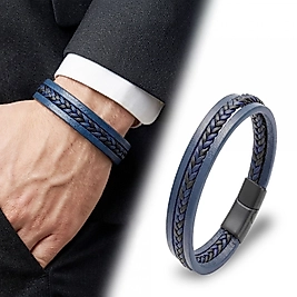 Lacivert Siyah Saç Örgülü Çoklu Bileklik