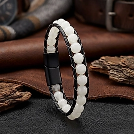 Neon Fosforlu Deri Çelik Bilelklik