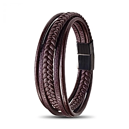 Kahverengi Çoklu Deri Bileklik